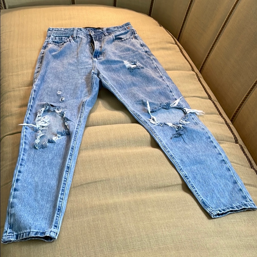 YOUCOM Mom Distressed Light Blue Jeans